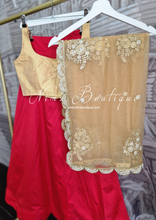 Red Plain Semi stitched skirt/lehnga