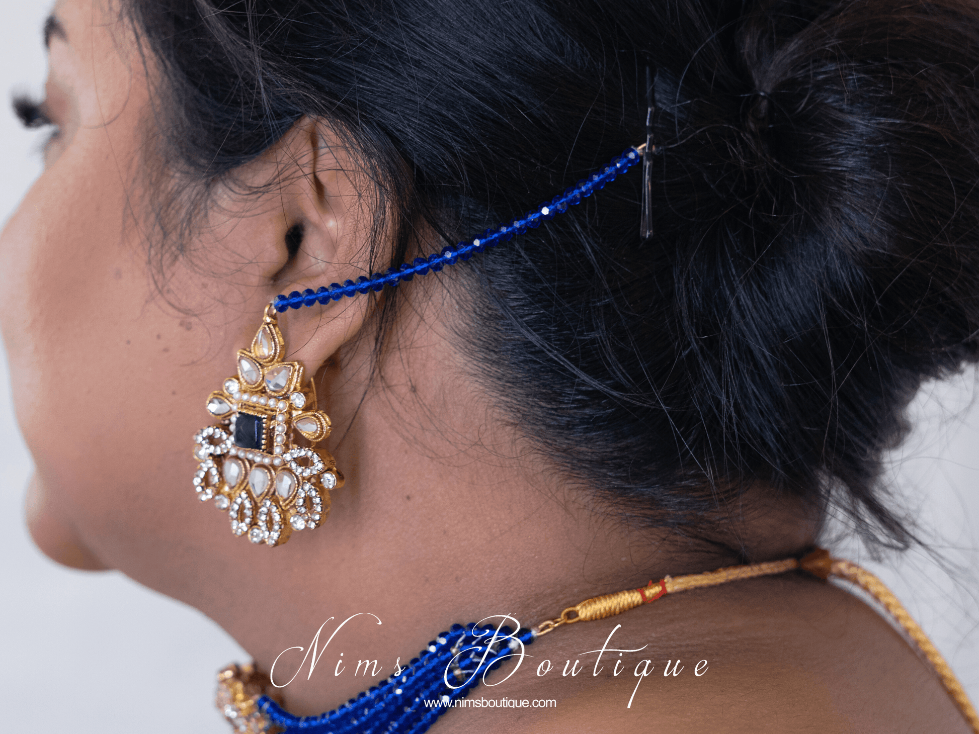Nims Boutique Neetu Maharani Royal Blue Choker Set