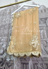 Gold Net Pearl Embellished Dupatta/Chunni with Luxury Pearl Edging (NP4)
