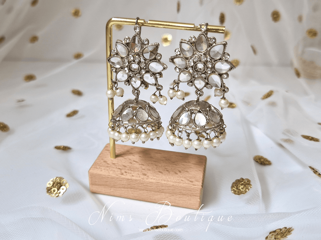Nims Boutique Medium Nandini Royal Silver & Pearl Chumke