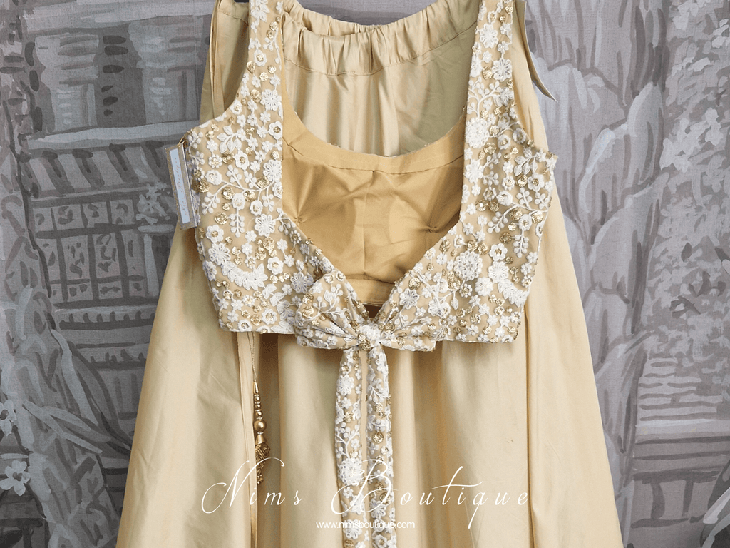 Nims Boutique Luxury NB Ivory & Gold Sequin Bow Blouse size 4-20