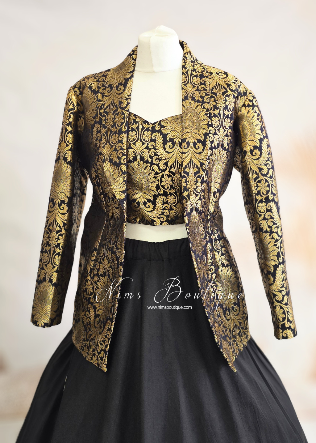 Jasmine Black Brocade Blazer