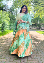 Nims Boutique Kajal Mint Green & Amber patterned readymade skirt/lehnga sizes 6-16