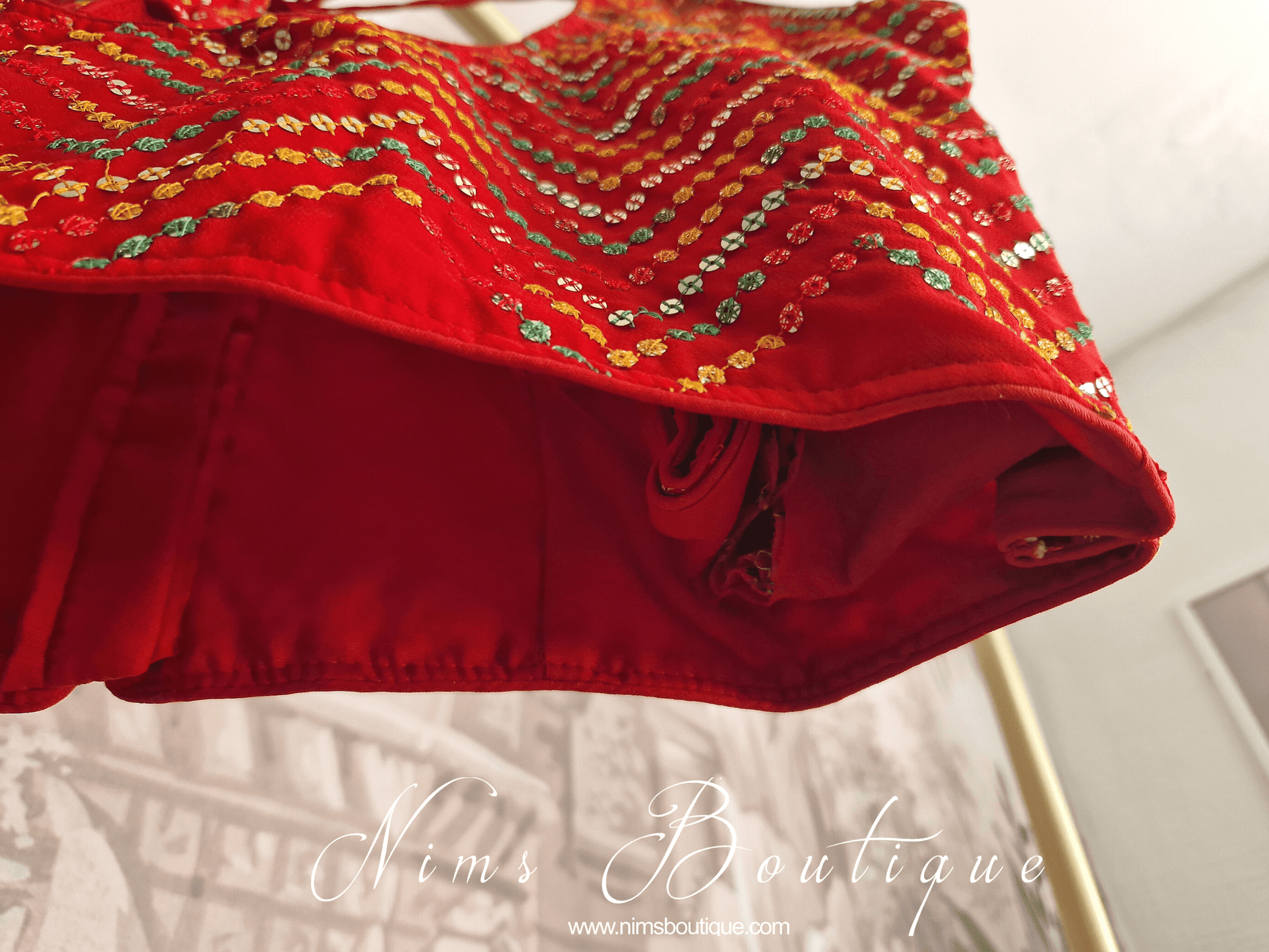 Nims Boutique The NB Red Multicolour Blouse 16-18