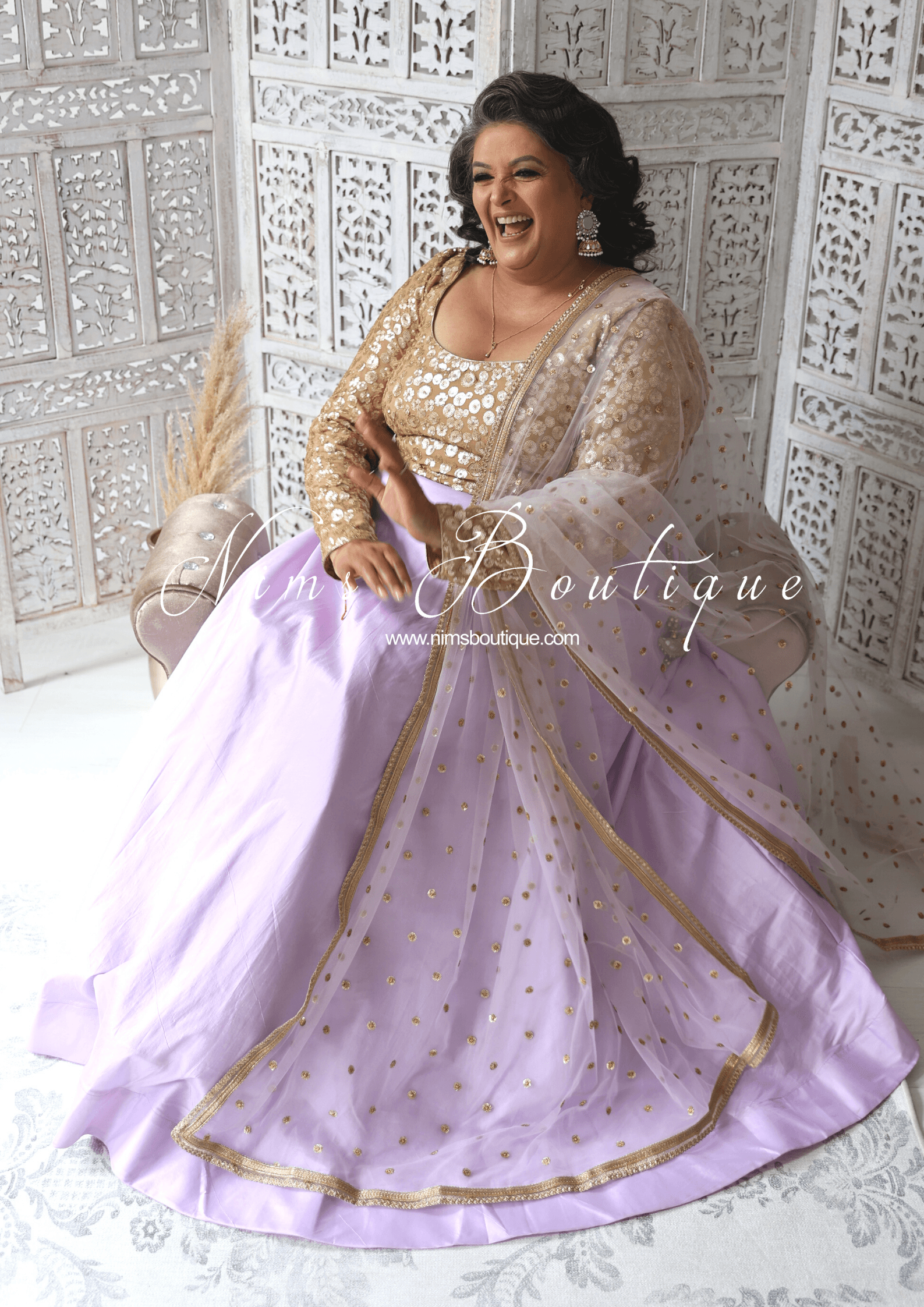 Nims Boutique Readymade Lilac Silk skirt/lehnga sizes 4-22