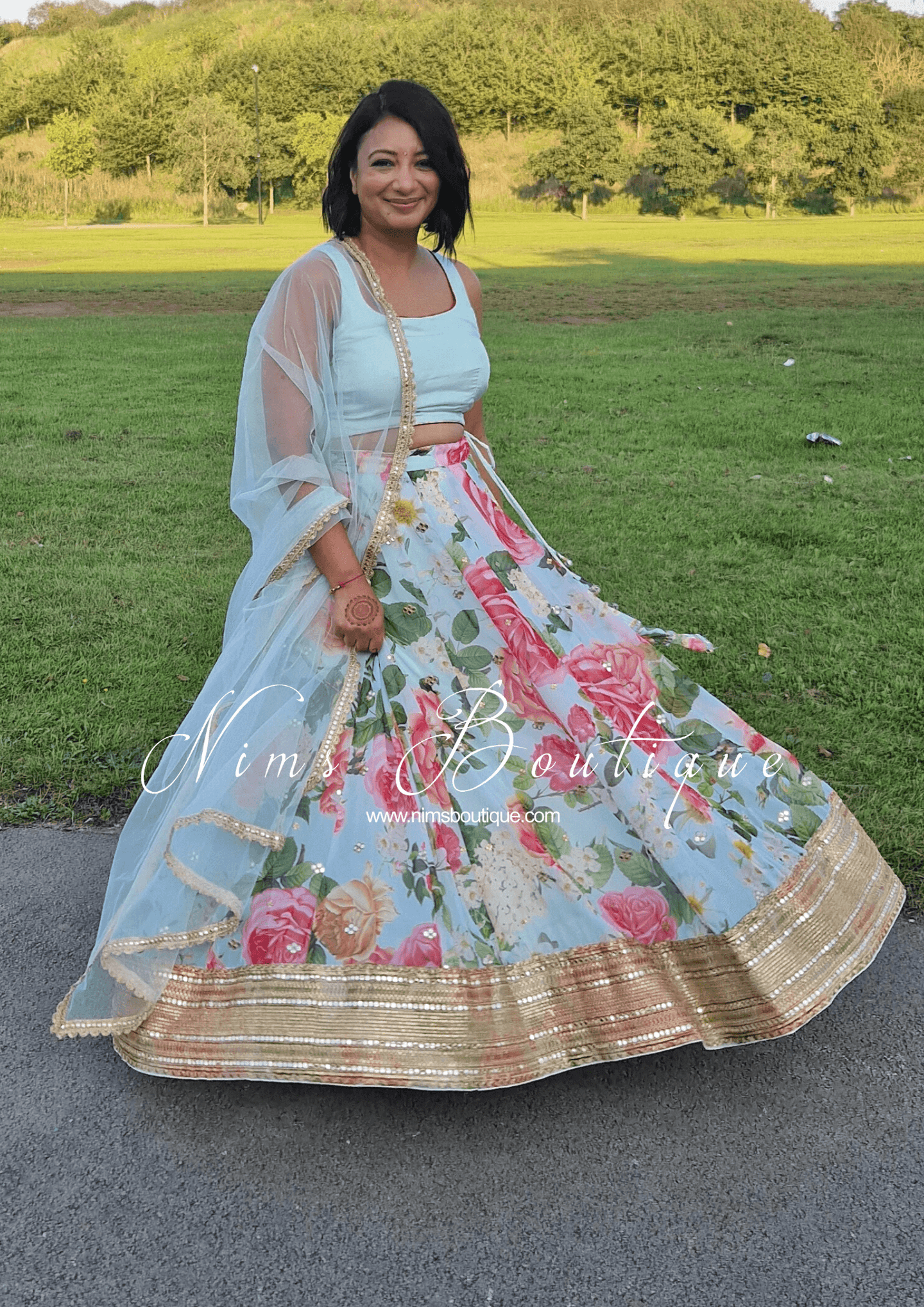 Tara Luxury Silk Mint & Floral Lehnga