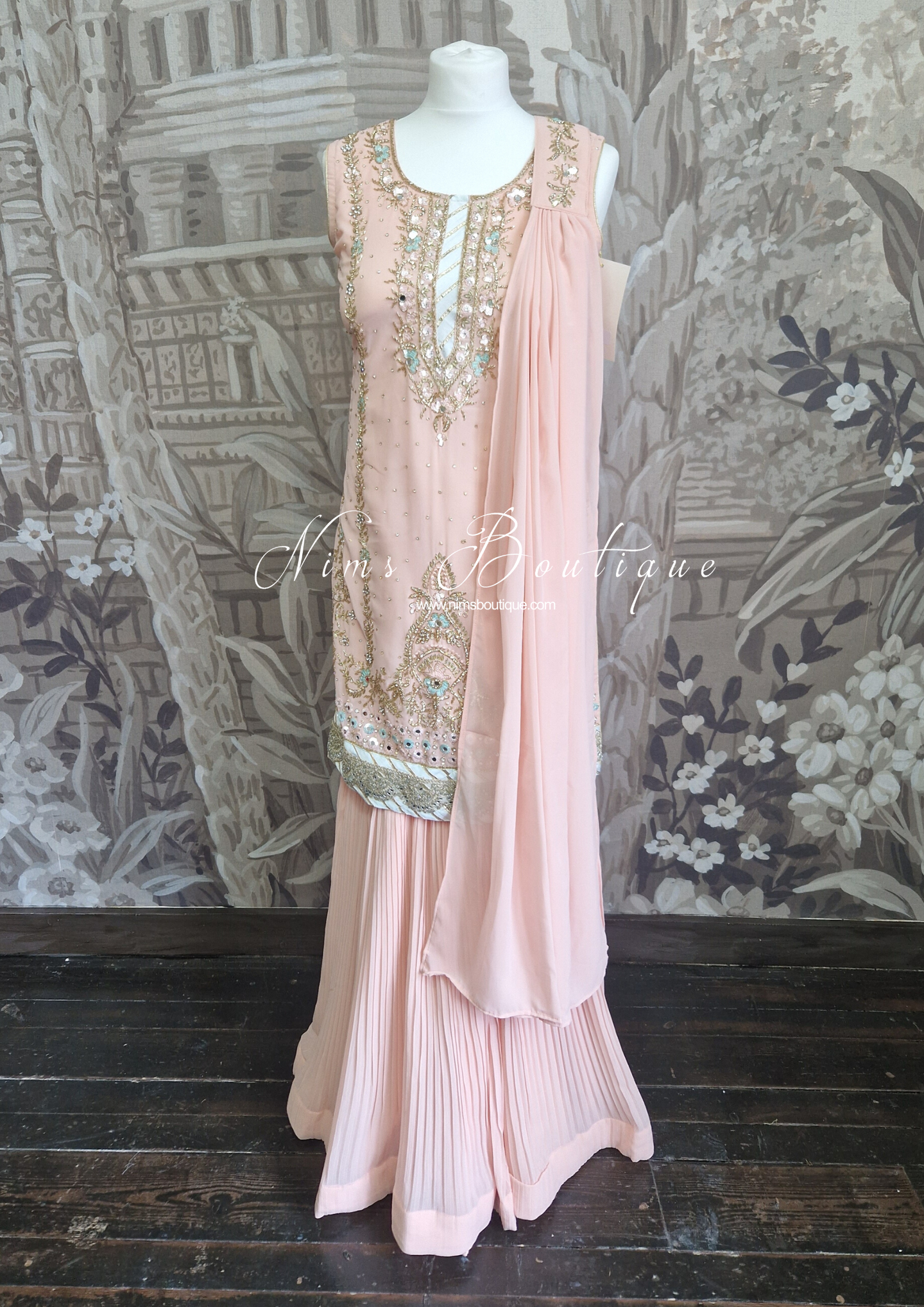 Light Pink Embellished Sharara Suit (10-12)