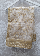 Mahi Luxury Ivory Organza Embroidered Dupatta/Chunni