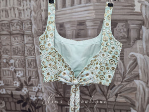 Luxury NB Mint & Ivory Sequin Bow Blouse (size 4-20)