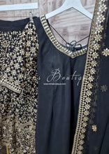 Luxury Black Thread Embroidered Sharara Suit (Size 12-14)