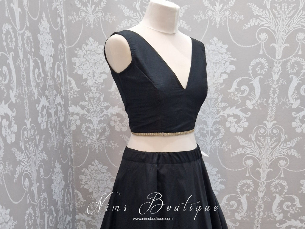 Nims Boutique Rupa Black Luxury Silk V Neck Blouse size 4-16