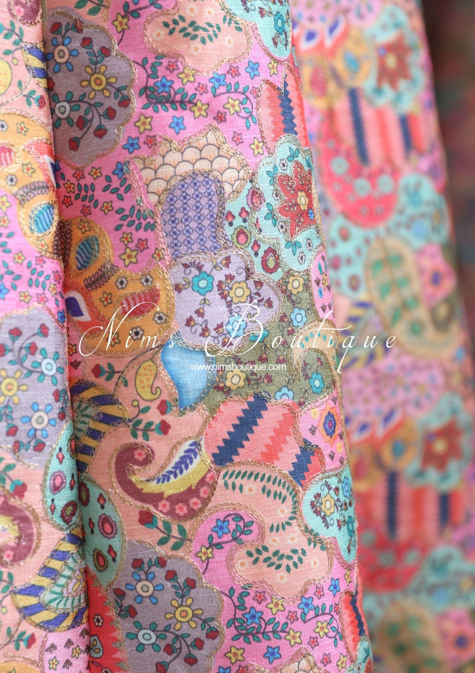 Nims Boutique Suraiya Luxury Pinks Printed Skirt sizes 6-18