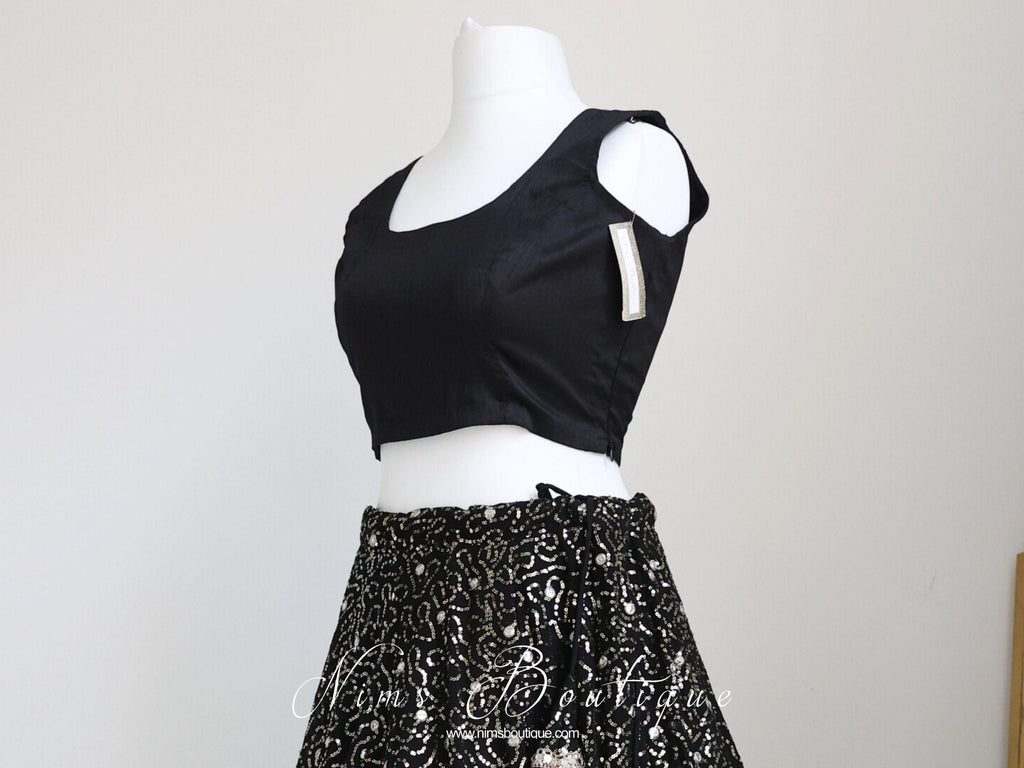 Nims Boutique Sleeveless Black Raw Silk Blouse 8-28