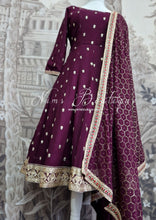 Aubergine Embellished Frock Pajami Suit with sleeves (10-12)