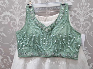 Limited Edition Light Green Sequin Embellished Blouse (10-12)