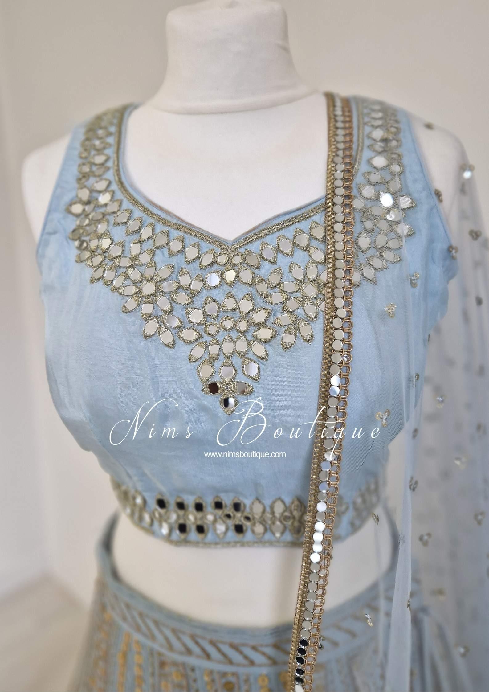Nims Boutique Luxury Powder Blue Sequin Lehnga 8-12