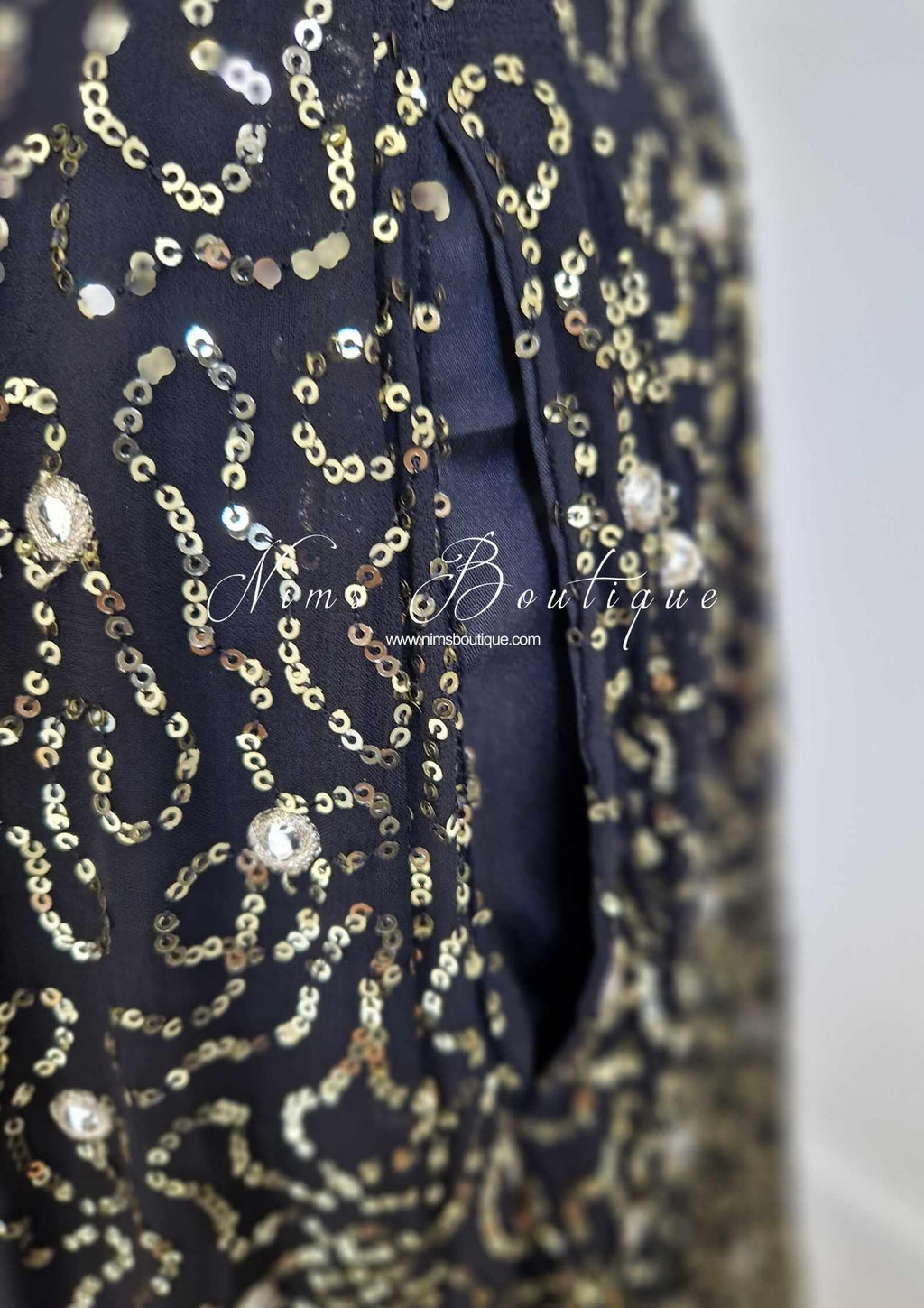 Nims Boutique Arya Black & Gold Sequin Luxury Skirt sizes 6-16