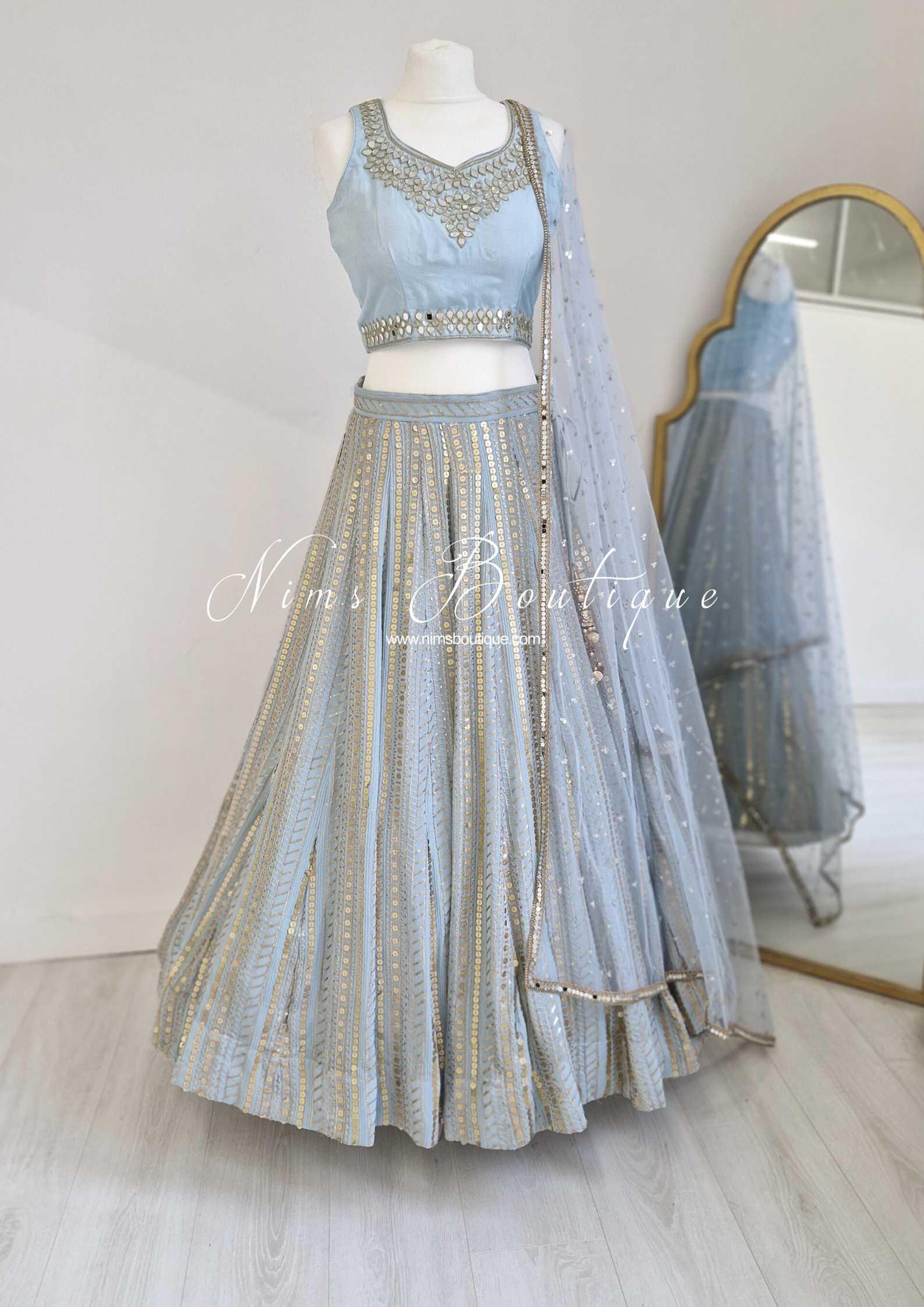 Nims Boutique Luxury Powder Blue Sequin Lehnga 8-12