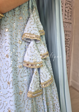 Arya Powder Blue & Gold Sequin Luxury Skirt (sizes 4-14)