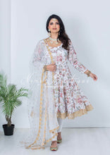 Sarika White Luxury Long Sleeved Anarkali Suit with Pajami (sizes 4-14)