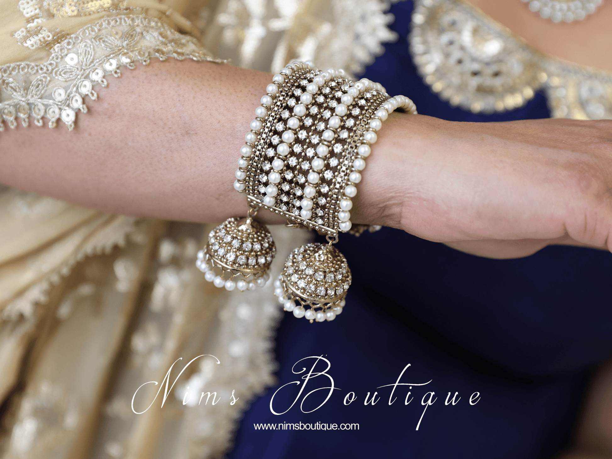 Nims Boutique Royal Pearl Bracelet with hanging chumke