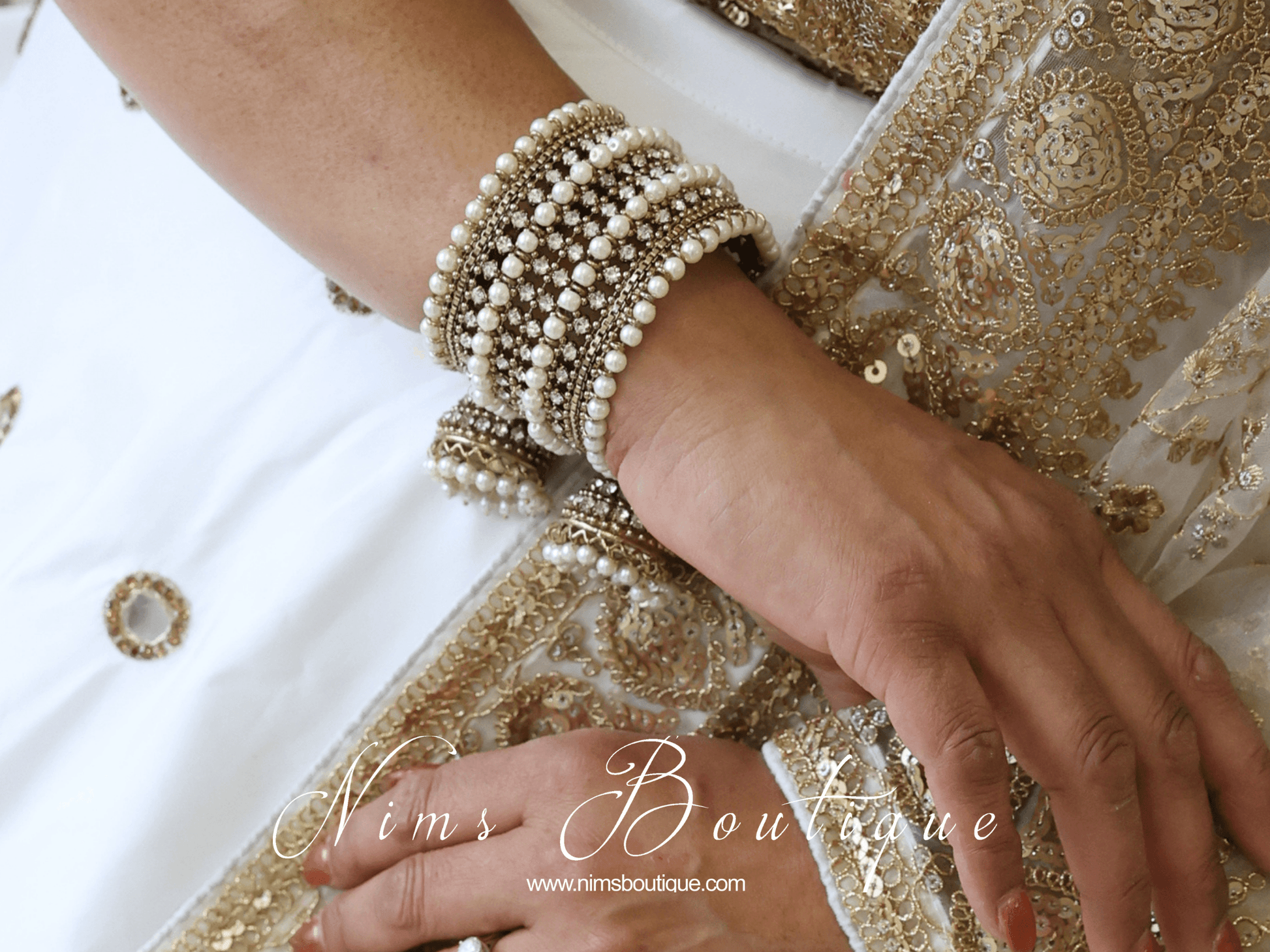 Nims Boutique Royal Pearl Bracelet with hanging chumke