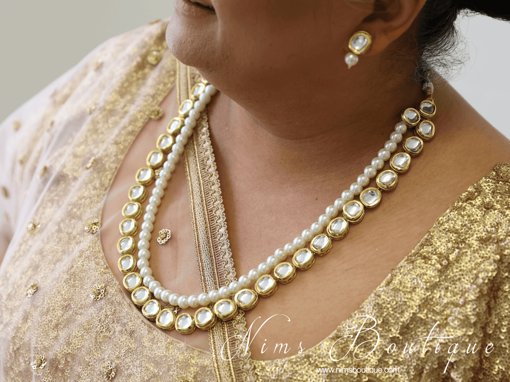 Nims Boutique Madhuri Kundan Pearl Haar Set