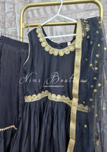 Kids Black Silk Frock Sharara Suit