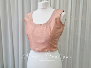 Sleeveless Peach Silk Blouse (4-18)