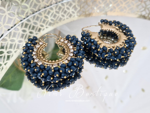 Meghna Royal Navy Cluster Hoop Earrings