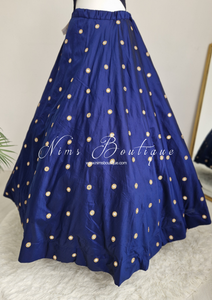 Nims Boutique Rani Luxury Silk Navy Mirror readymade skirt/lehnga sizes 4-22