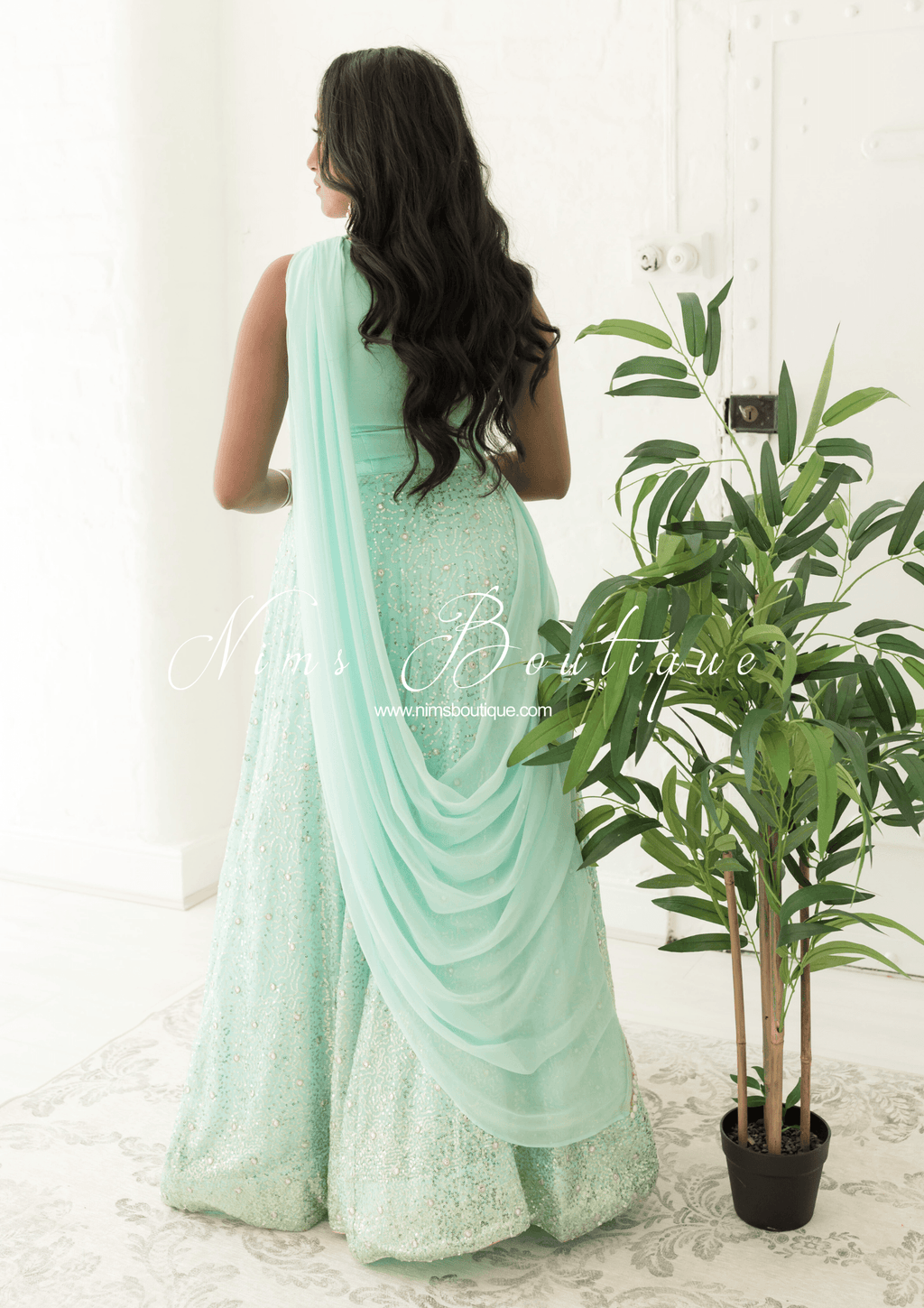 Nims Boutique Arya Mint & Gold Sequin Luxury Skirt sizes 4-14