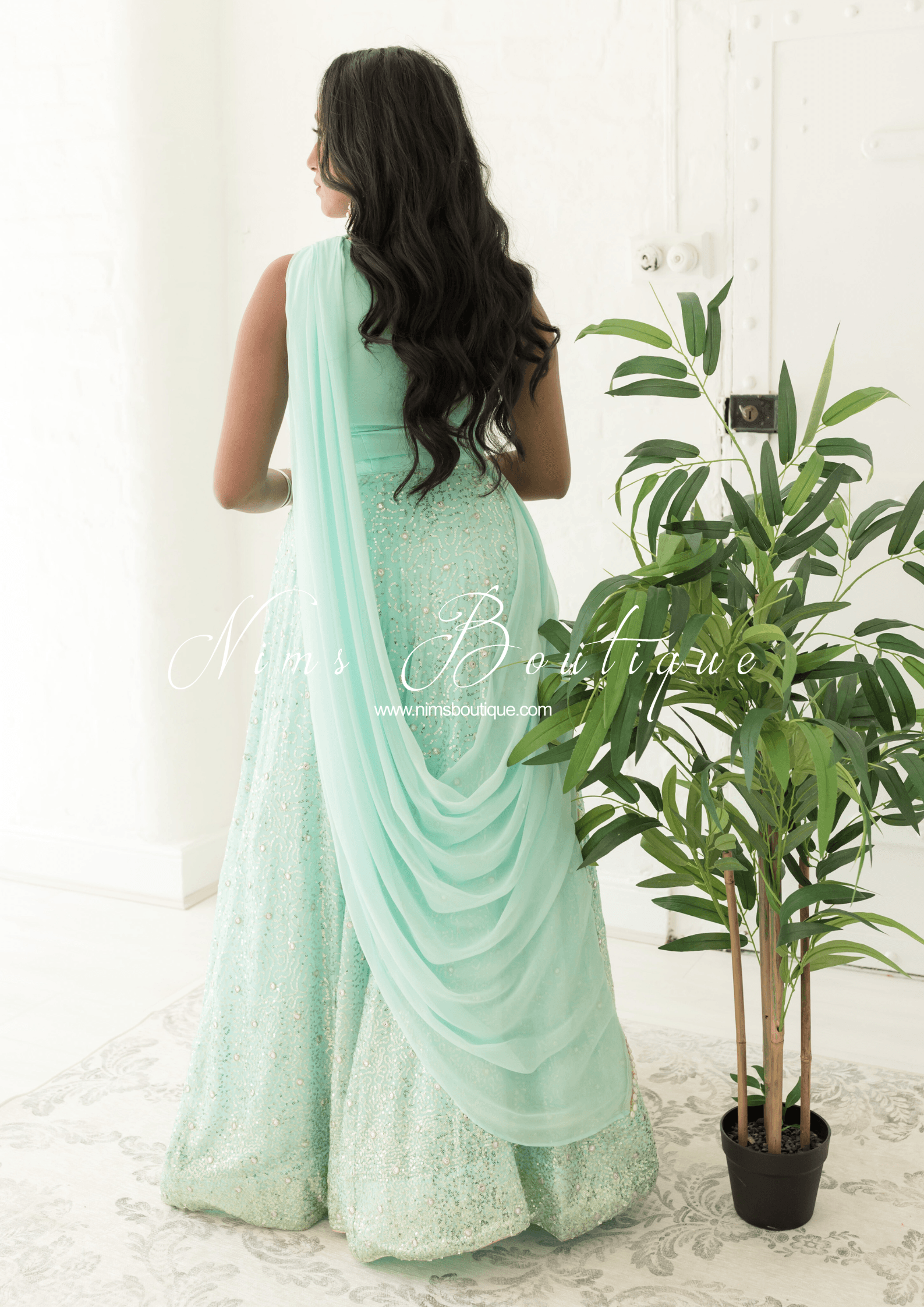 Nims Boutique Arya Mint & Gold Sequin Luxury Skirt sizes 4-14
