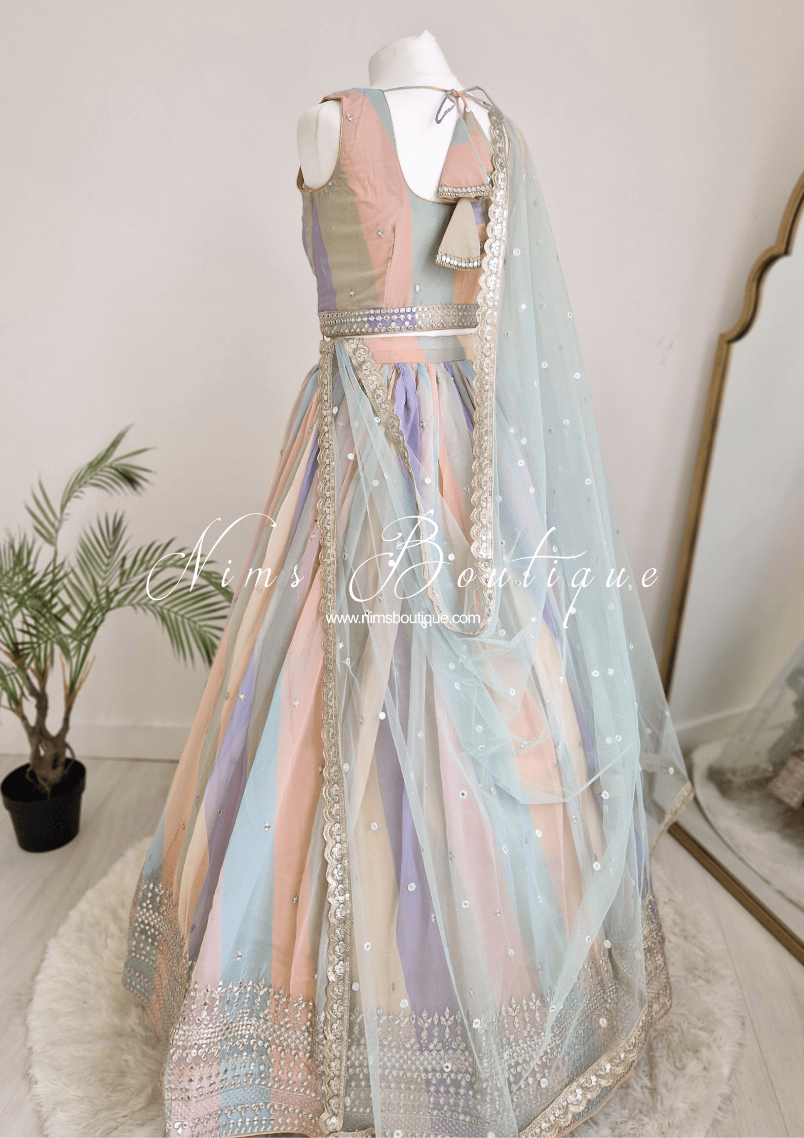 Nims Boutique Pastel Stripe Lehnga sizes 4-16