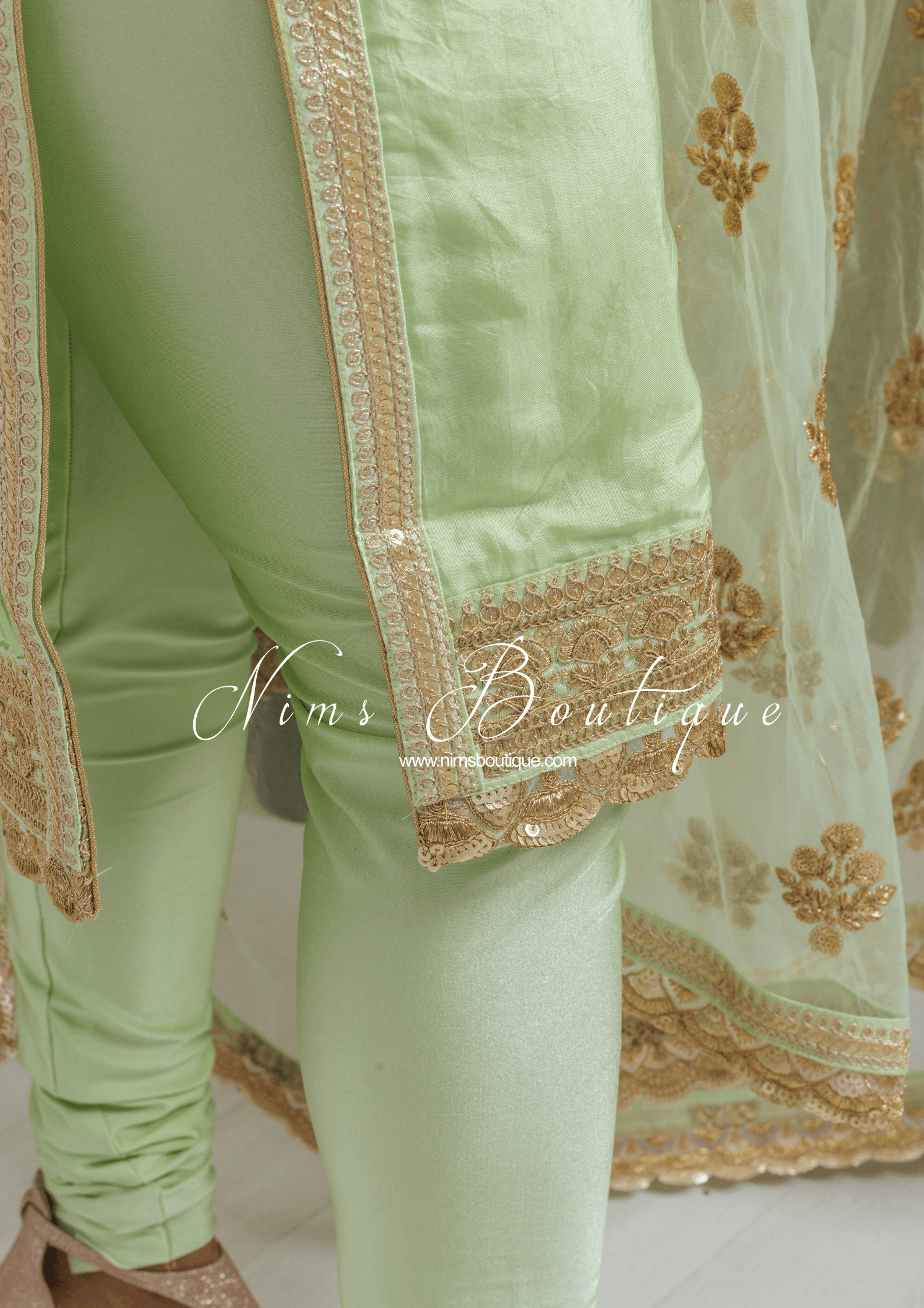 Nims Boutique The NB Classic Sleeveless Mint Silk Pajami Suit sizes 4 to 24