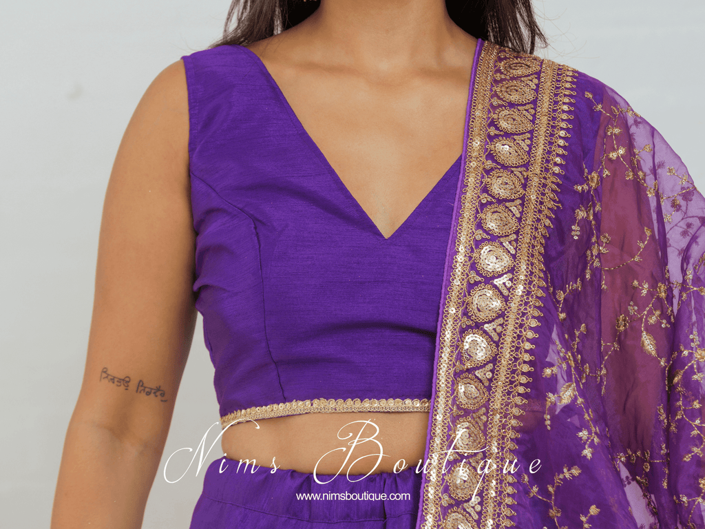 Nims Boutique Rupa Cadbury Purple Luxury Silk V Neck Blouse size 4-22