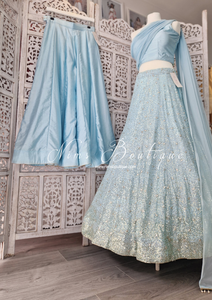 Arya Powder Blue & Gold Sequin Luxury Skirt (sizes 4-14)