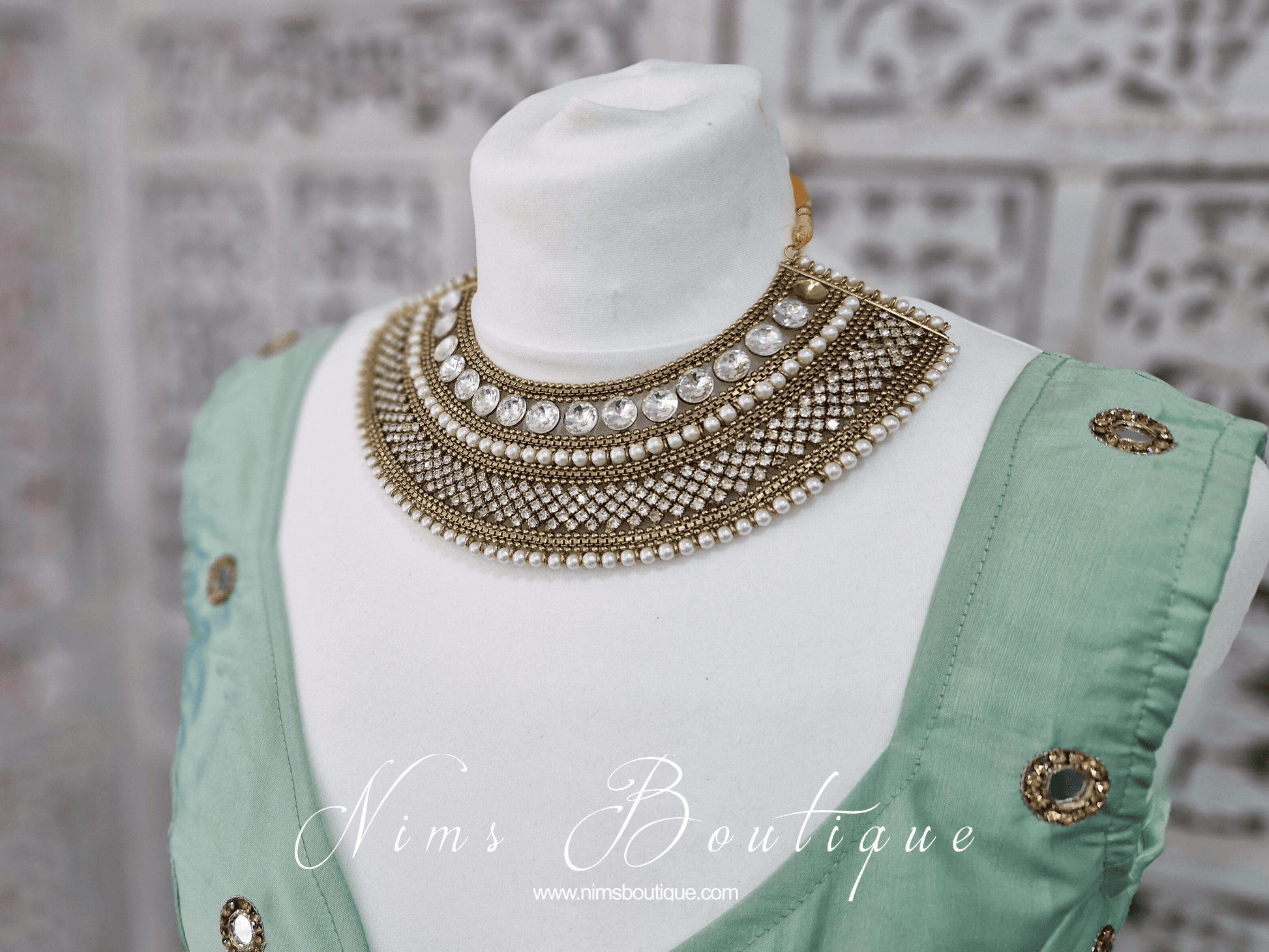 Nims Boutique Royal Jhanvi Antique Gold & Pearl necklace