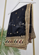 Sunidhi Black Multicolour Organza Dupatta/Chunni