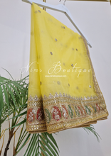 Sunidhi Yellow Multicolour Organza Dupatta/Chunni