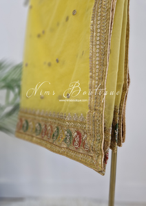 Sunidhi Yellow Multicolour Organza Dupatta/Chunni