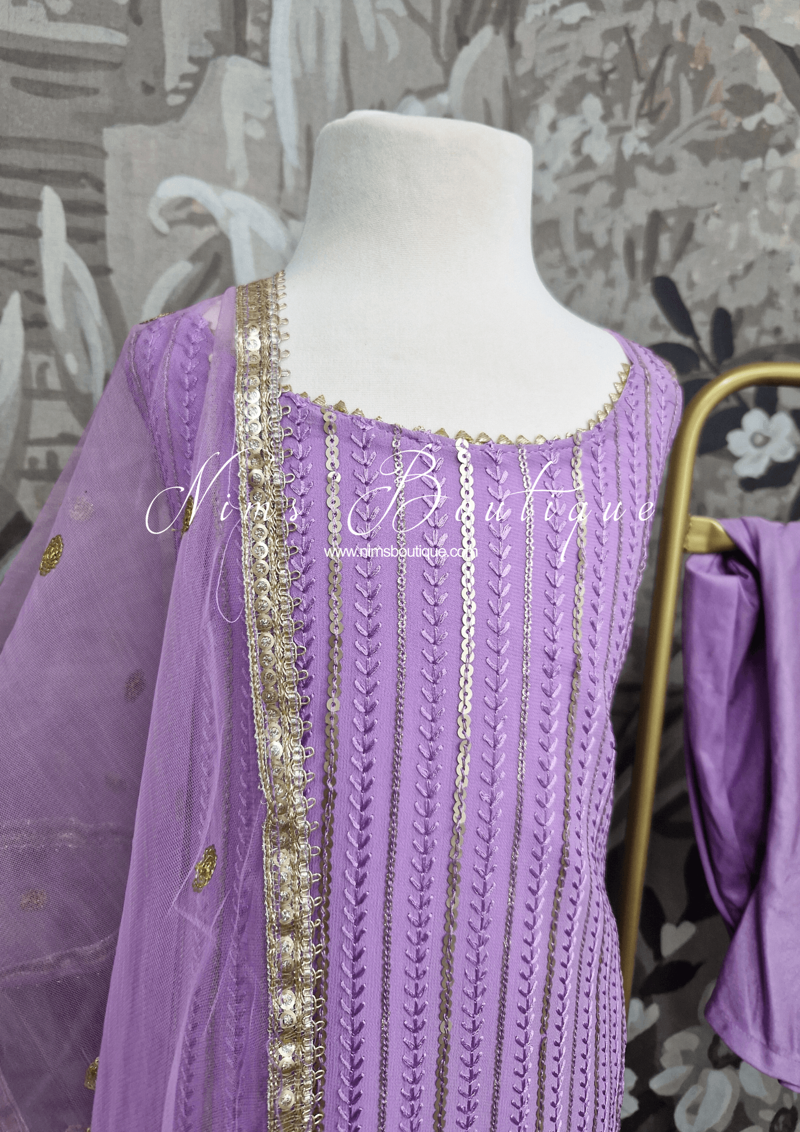 Nims Boutique Lilac Sequin Kids Pajami Suit