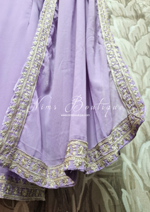 Nims Boutique Lilac Embroidered Sharara Suit with sleeves 18-22