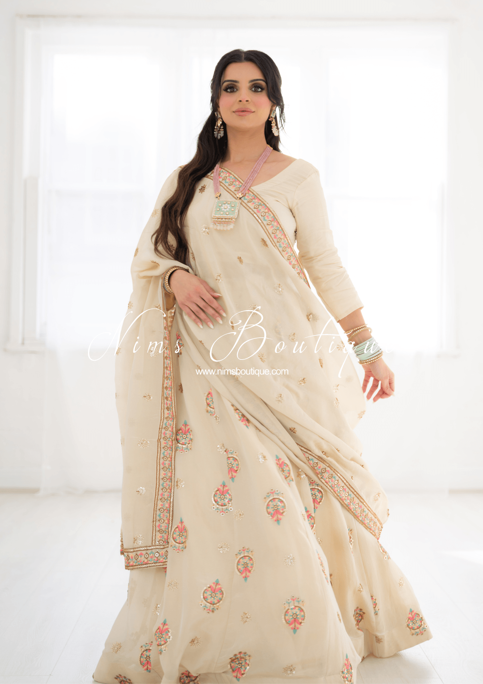 Nims Boutique Alia Gold Pastel Multicolour Dupatta/Chunni