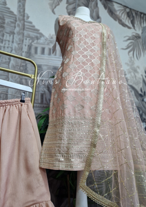 Peach Pattern Gharara Suit (Size 12-14)