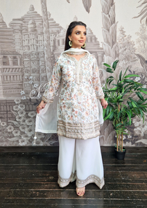 Luxury White Embroidered Sharara Suit (10-12)