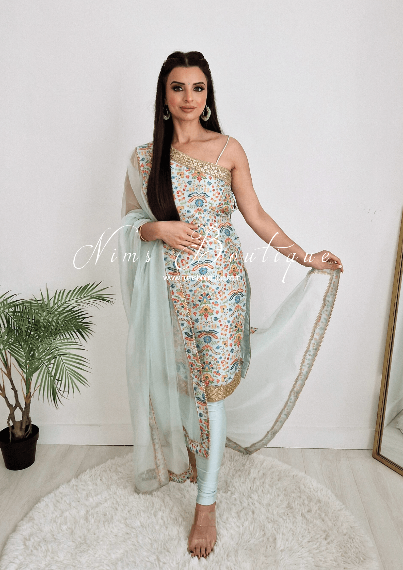 Nims Boutique One Shoulder Mia Mint Greens & Blues Multicolour Pajami Suit sizes 4-16