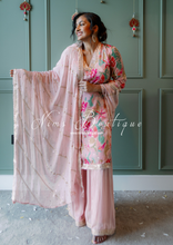 Pink Floral Chinon Sharara Suit (Size 10-12)