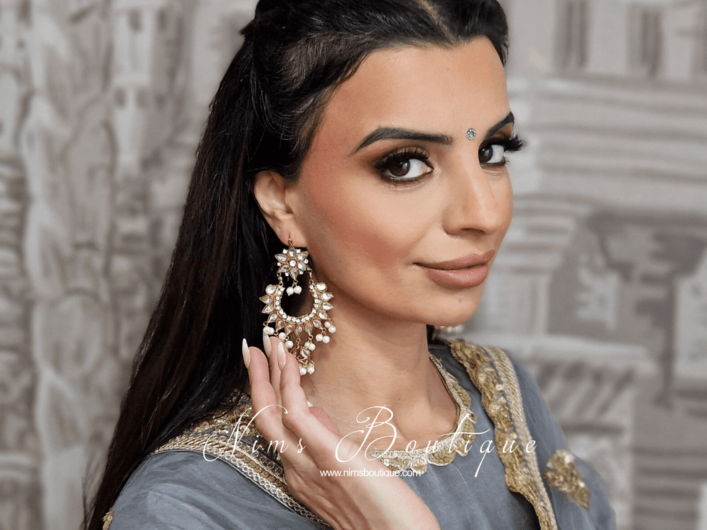 Nims Boutique Small Tanuja Antique Gold & Pearl Maharani Earrings