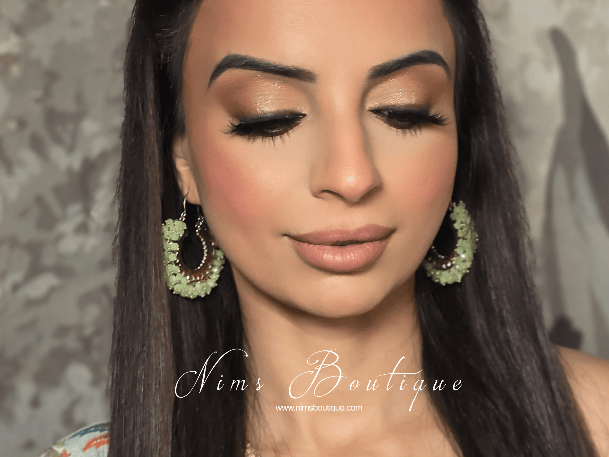 Nims Boutique Meghna Royal Mint Hoop Earrings